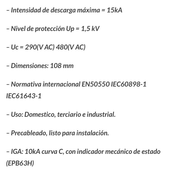 Protector sobretensions P+T 4pols
