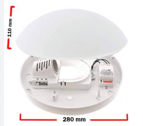Plafón E27 con detector de Movimiento Radar Ø300 mm es el sistema ideal para ahorrar luz en espacios y circunstancias donde podemos despistarnos y dejar la luz encendida sin necesidad. Podemos ajustar el funcionamiento del plafón como la distancia de detección de 1 a 8 metros o el tiempo de encendido entre 10 segundos y 12 minutos. Cuenta con una velocidad de detección de 0.6-1.5 m/s.