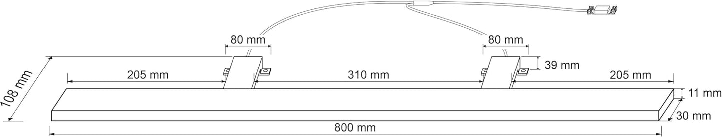 Aplique lineal espejo baño largo 80cm, 100cm o 120cm cromo