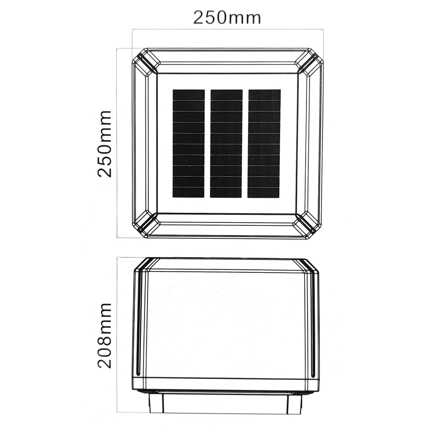Baliza Solar LED Cuadrada 4.5W 450lm CCT Seleccionable IP65 IK6 360º Sobremuro Exterior