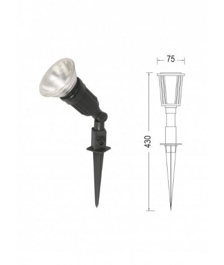 Foco Piqueta Jardín para Bombilla PAR38 E27 220V - Proyector Exterior Estanco Orientable