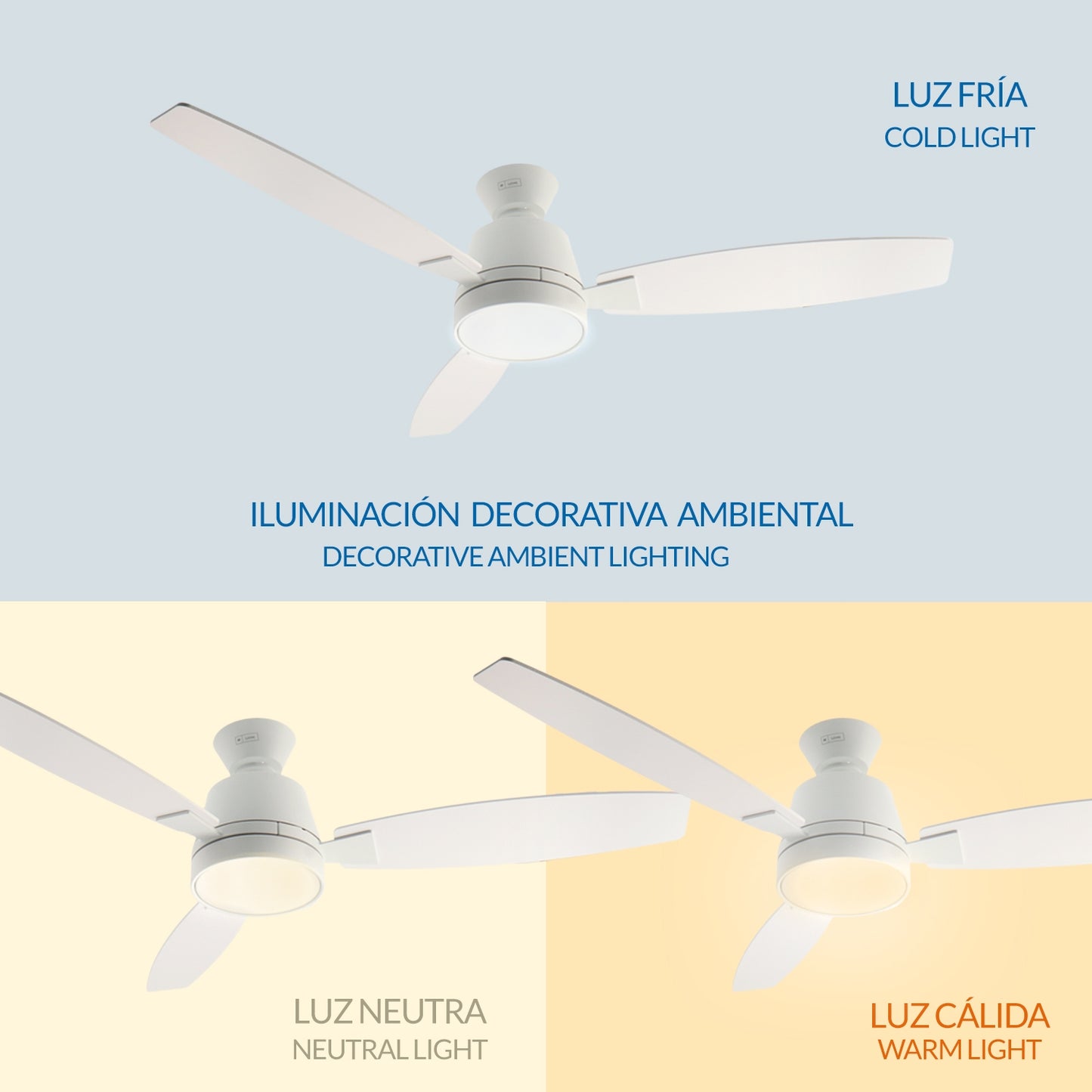 Ventilador de Techo 132cm con Luz LED CCT 24W | Motor DC 40W Silencioso | Negro y Gris