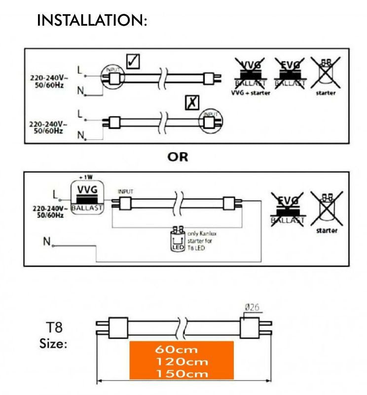 Tubo led 150cm 25w alto flujo (pack)