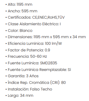 Panell led 120x60cm 72w