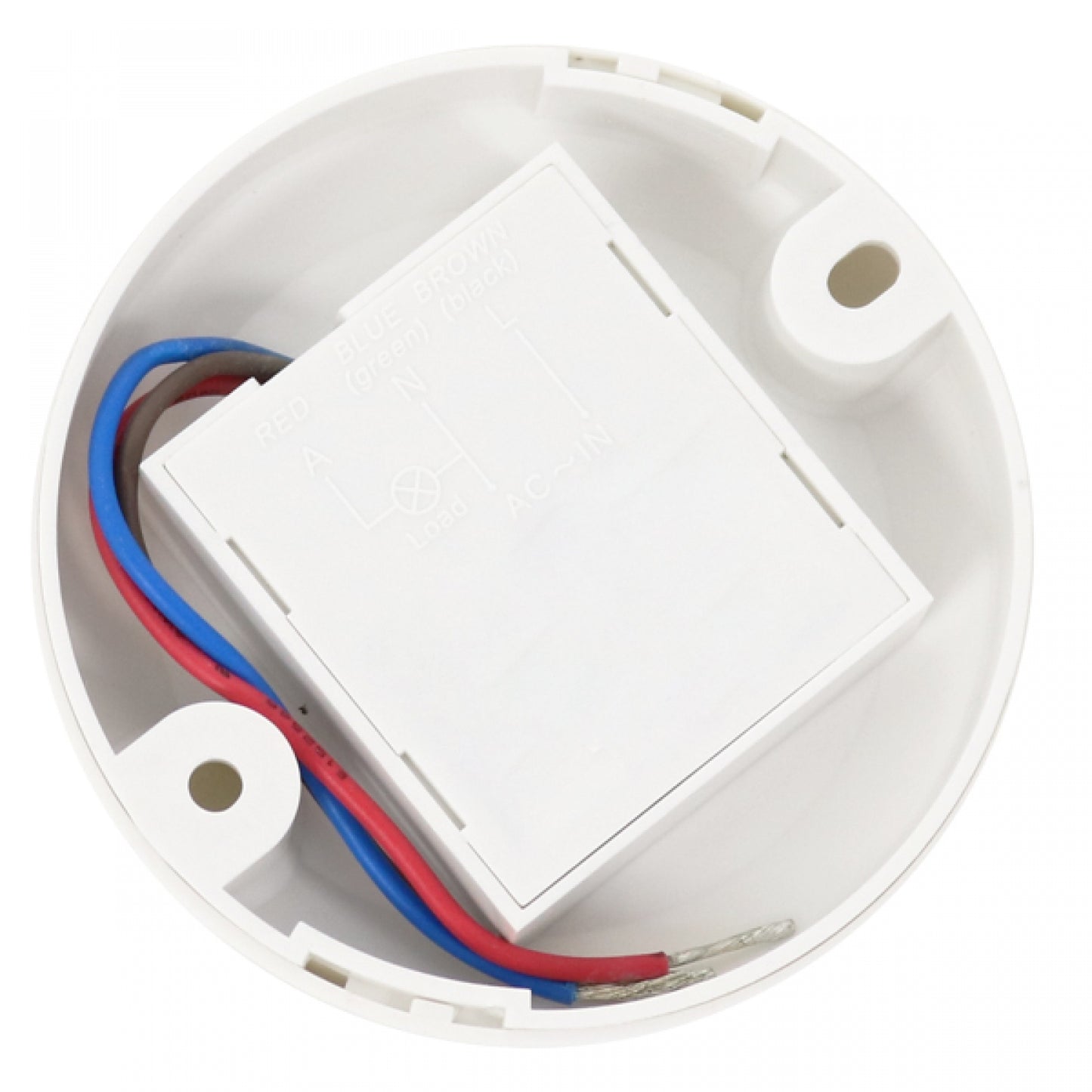 Sensor de movimiento de superficie PIR 360º Circular detecta movimientos en un rango de 360 grados con una distancia máxima de detección de 6 metros. Tiene un tiempo de retardo ajustable de 10 segundos a 7 minutos y funciona tensión de 220-240V/AC a 50/60Hz. Es capaz de soportar una carga máxima de 100W para lámparas incandescentes y lámparas LED y su rango de sensibilidad ajustable de menos de 10 a 2000 LUX.