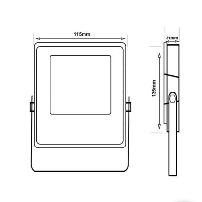 LED OSRAM SMD 2835 de alto brillo y rendimiento de 130Lm/W, lo que garantiza una excelente eficiencia lumínica. Su diseño compacto con dimensiones de 115x135x31mm y una lira ajustable hasta 360º Cable de conexión de 15cm para conectar directamente a la red eléctrica a 220-240V. Además, cuenta con un factor de potencia > 0.95 y un driver LED integrado sin flicker. Con clasificación IP65 y un CRI>80