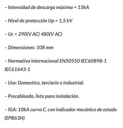 Protector sobretensions P+T 4pols