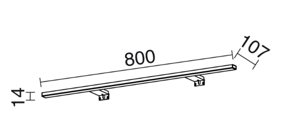 Aplique lineal espejo baño largo 80cm, 100cm o 120cm negro