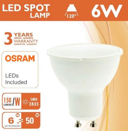 Nueva generación de Dicroica LED 6W con diodo SMD 2835 con Chip OSRAM 150Lm/W de Alta Luminosidad y con Driver sin Flick. Ahorro de hasta un 80% reemplazando a los halógenos tradicionales, ofreciendo un gran haz de luz con sus 100º de apertura y de alta calidad.
Su instalación es muy sencilla, basta con retirar el halógeno tradicional y situar la nueva lámpara con casquillo GU10 con conexión directa a red.