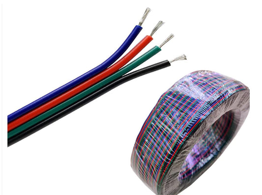 Rollo de 100 mts de cable plano de 4 pins, para conexiones de tiras led RGB de 12-24V o Blanco dual. Hasta 48v.