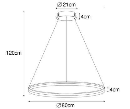Llum Penjant LED Circular CCT Regulable 60/80cm - Comandament a Distància Inclòs
