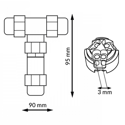 Conector Estanco IP68 Forma T | Empalme Cable 0,5-4mm² 24A 450V | Pack 5 Uds