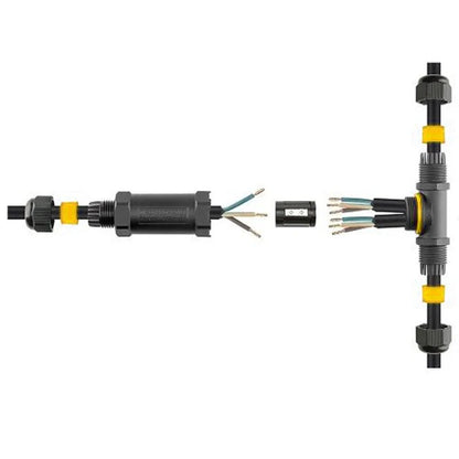 Conector Estanco IP68 Forma T | Empalme Cable 0,5-4mm² 24A 450V | Pack 5 Uds