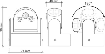 Detector de moviment exterior de doble sensor infraroig IP65