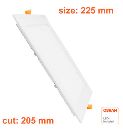 Downlight cuadrado slim led de 24w osram con color seleccionable blanco cálido, natural o frío. con su elevado UGR no tendrás problemas con el deslumbramiento, ya que, dispone de un UGR17. Luminaria TODO EN UNO. Downlihgt LED cuadrado. Con selector de color de luz (cálida, neutra o fría), NO Flicker (sin parpadeos), Driver integrado, Sistema mejorado de disipación térmica.