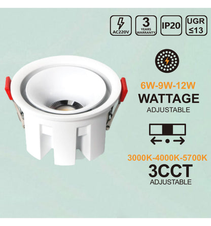 Foco Spot LED Empotrable 6W/9W/12W | Ángulo 24° | 600-900-1200lm | Regulable 230V