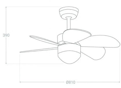 Ventilador sostre petit amb llum blanc