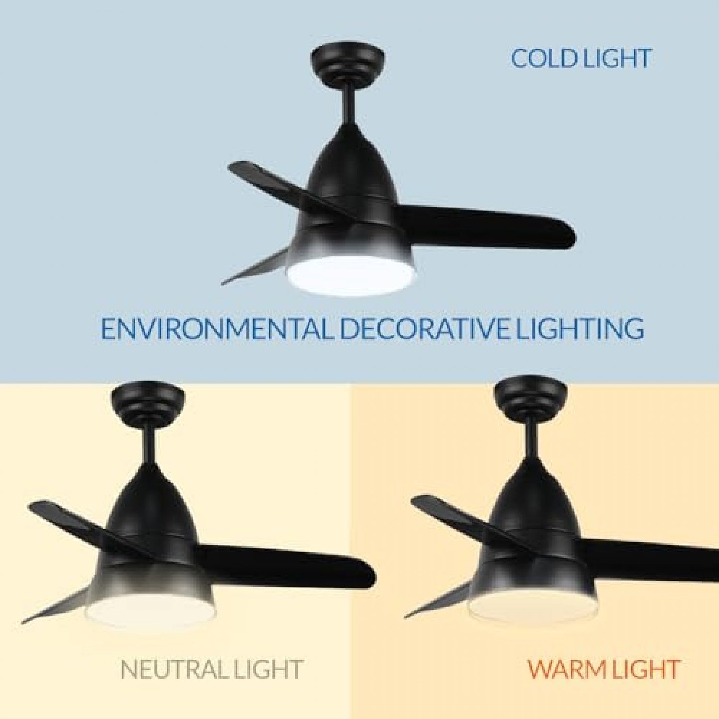 Ventilador de Techo con Luz LED CCT 15W 1500lm - Motor DC 30W Silencioso