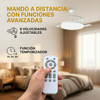 Ventilador de Techo LED CCT 48W con Motor DC  | Ø106cm Silencioso, Mando y Función Verano/Invierno
