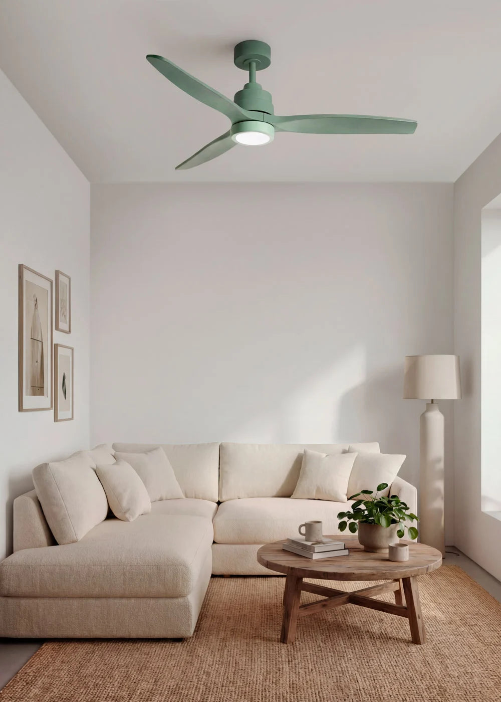 Ventilador de sostre verd amb Llum LED - Motor DC Interior - exterior