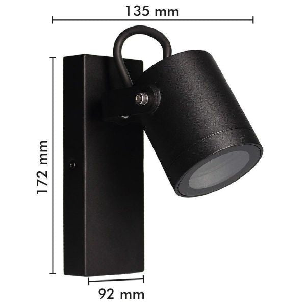 Aplique Exterior LED Orientable Negro Mate IP54 | Aluminio | Casquillo GU10