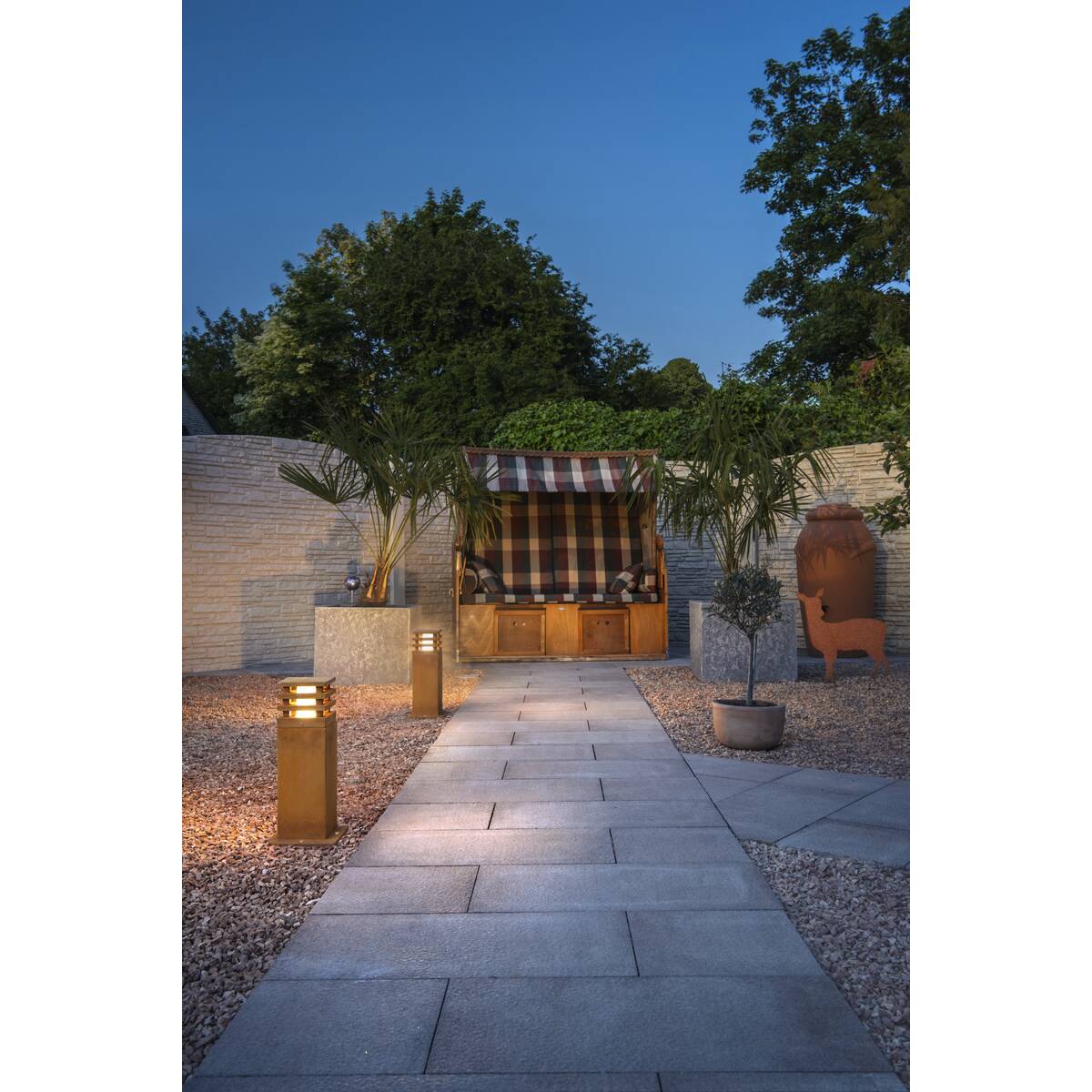 baliza de 40cm de altura de acero corten oxidado y sin mantenimiento