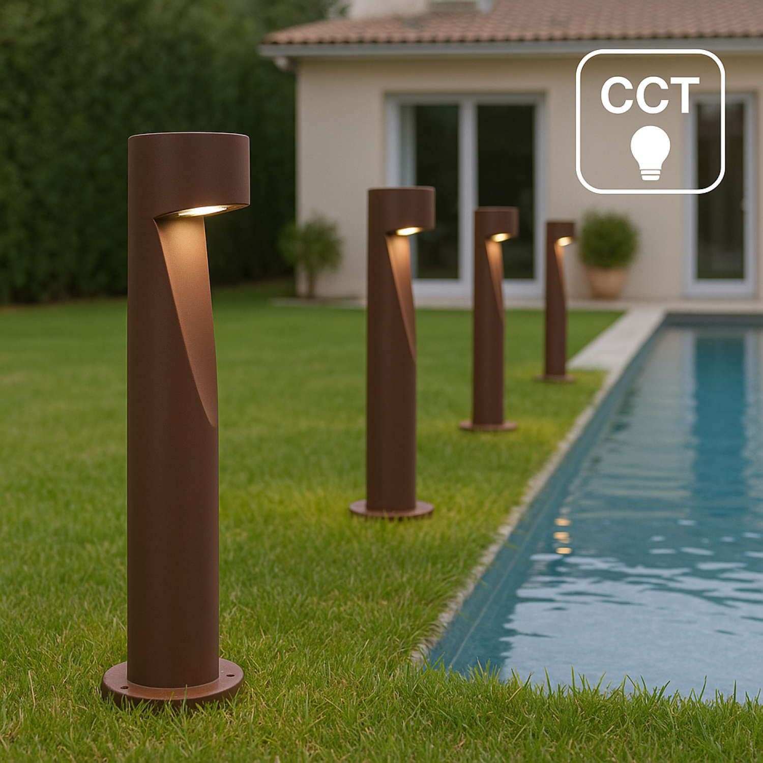 luminación led de balizado con poste para senderos, caminos de jardín con color seleccionable CCT 