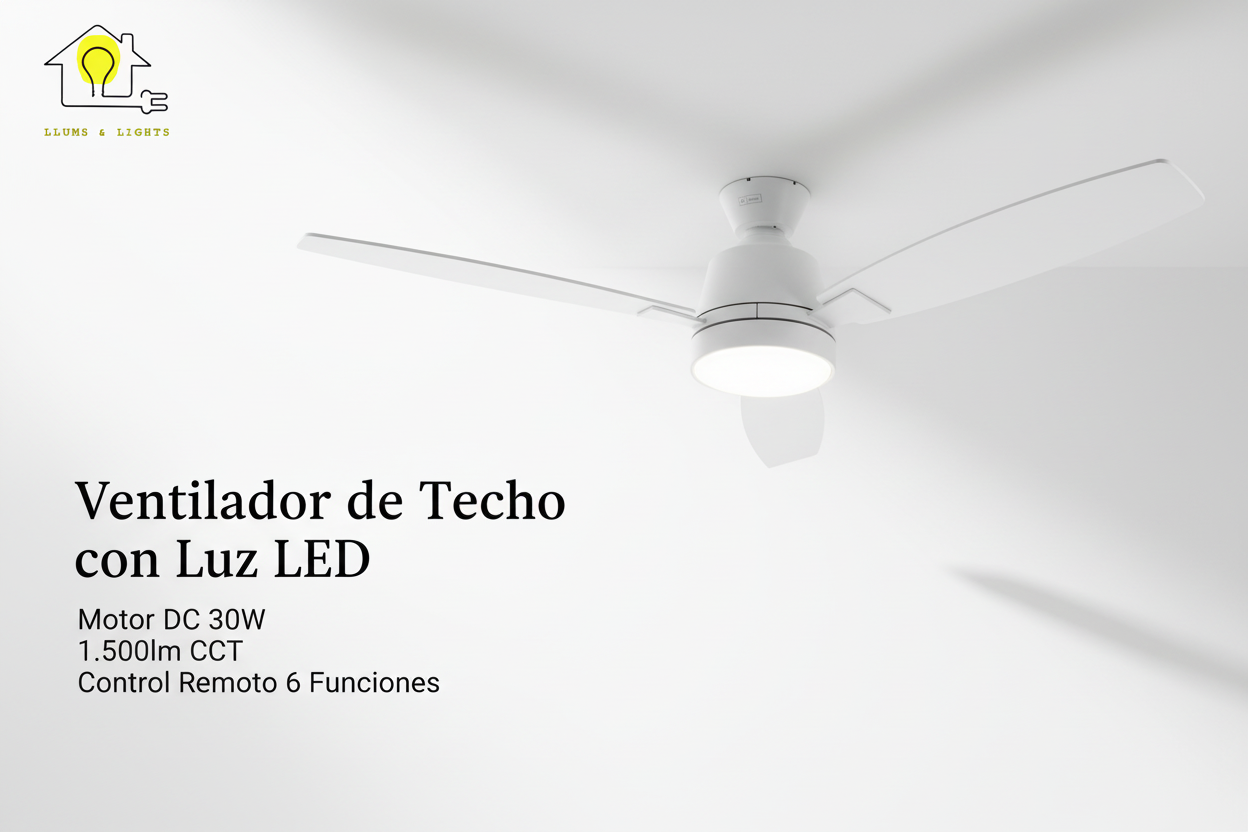 Banner profesional ventilador con especificaciones técnicas
