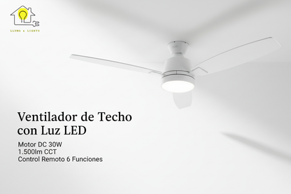 Banner profesional ventilador con especificaciones técnicas