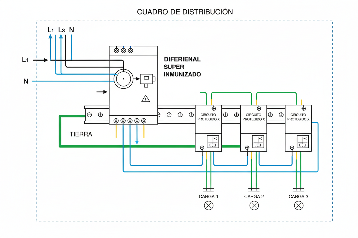 crea imagen del esquema de instalación de un diferencial supèr inmunizado