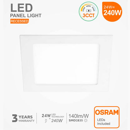Downlight led cuadrado 24w CCT Osram corte 205mm