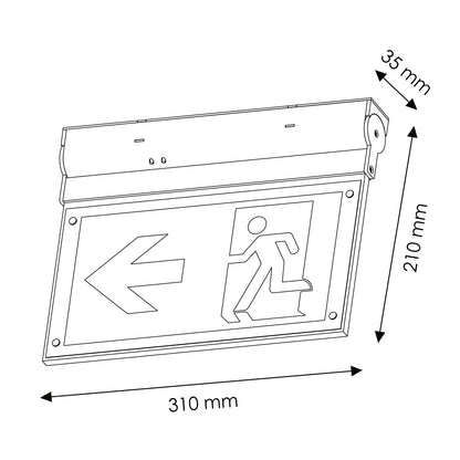 Llum d'Emergència LED Banderola 3W - Senyalització Evacuació Doble Cara Autonomia 3h