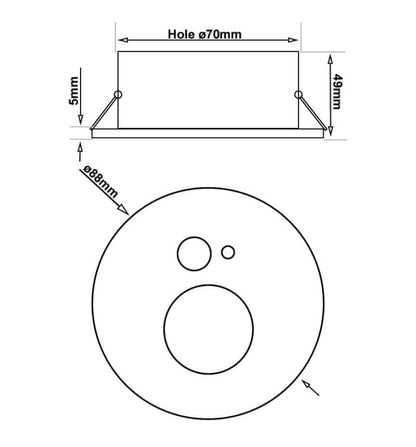 Foco empotrable circular de 7w de potencia, que incorpora un detector de presencia PIR programable con tecnología CCT que te permite elegir entre tres tonos de luz diferentes (3000K, 4000K y 6000K), adaptándose a tus preferencias. Puede ser programado de 1 a 15 minutos y la luminosidad se puede ajustar en un rango de 0 a 3000 Luxes con un ángulo de apertura de 60 grados. Es apto para interior o exterior con un IP65.