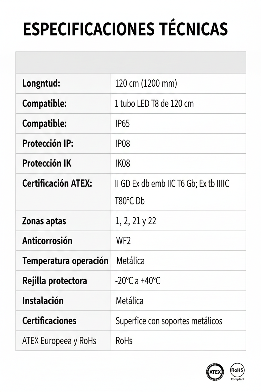 Especificaciones Técnicas Pantalla ATEX