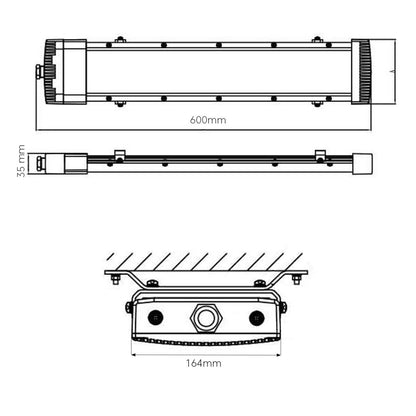 Pantalla Estanca Plana ATEX 60/120cm 30-50W IP65 IK10 Certificada Zonas Explosivas 1-2-21-22
