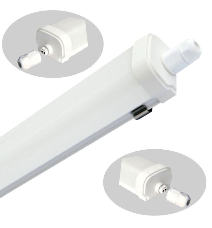 Pantalla estanca Lineal LED de 150cm, con 45W y 4950lm,ofrece una iluminación potente y duradera para entornos industriales y profesionales. Fabricada en aluminio y termoplástico, esta pantalla garantiza con su diseño, la interconexión por ambos extremos sin necesidad de desmontaje, lo que la hace ideal para instalaciones en serie. 
El chip LED integrado SM2835 con un ángulo luminoso de 120º 