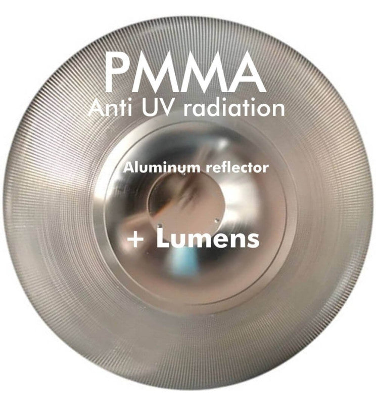 Farola Vial tipo Globo fabricada en PMMA con un reflector interior de aluminio, diseñada especialmente para reducir la contaminación lumínica tanto en áreas urbanas como residenciales. El PMMA es un material altamente resistente a la radiación UV y no amarillea, garantizando una vida útil superior a 15 años. Admite cualquier tipo de bombilla LED con casquillo E27, siendo recomendada de alta potencia entre 40w y 50w. Dimensiones Ø 480mm para puntas de farolas de Ø 60mm