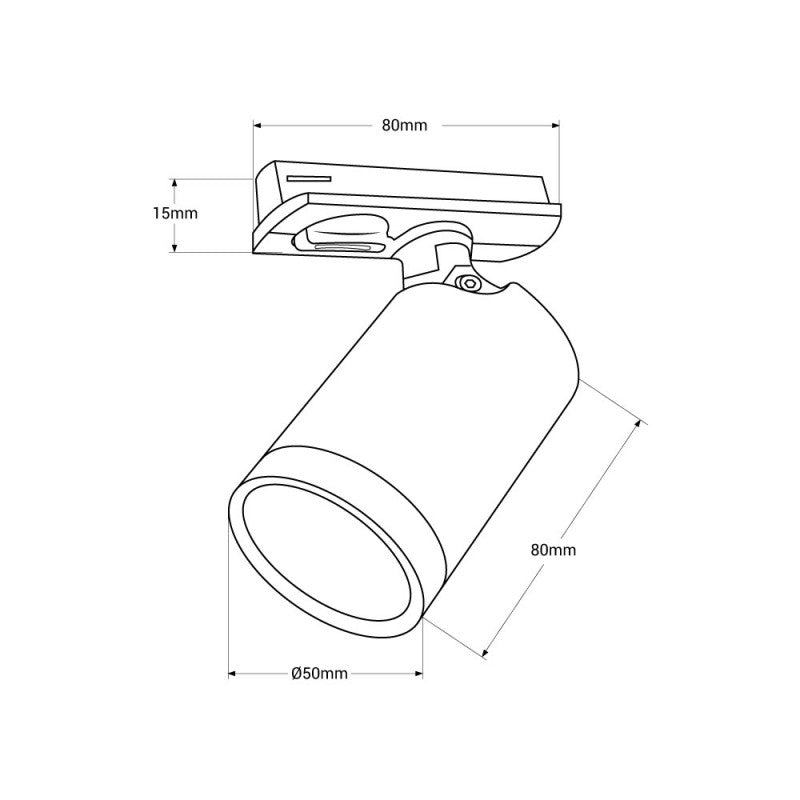 Foco de carril monofásico con casquillo GU10,  ideal para iluminar grandes superficies desde los techos. La luz emitida por los focos se enfoca y dirige  para resaltar las características de los objetos a distancia.
Gracias a su moderno diseño en acabado blanco o negro, puede utilizarse en numerosos estilos y ambientes: salones y dormitorios, así como restaurantes, tiendas y hoteles, también puede ser utilizado en todo tipo de tiendas: moda, estética, peluquería, joyerías, restaurantes, etc.