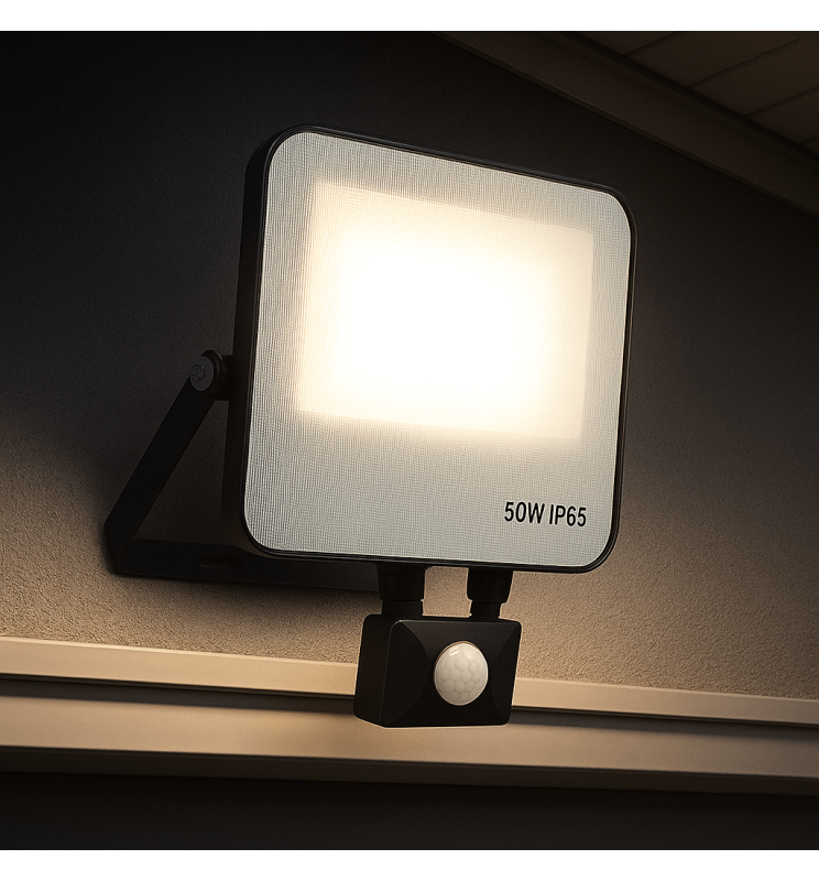 Foco Proyector LED SMD2835 Lumileds 120Lm/W. Equipado con un Sensor de Movimiento PIR desmontable mediante conector Jack y control remoto para máxima comodidad. Su encendido automático al detectar movimiento lo hace ideal para mayor seguridad 