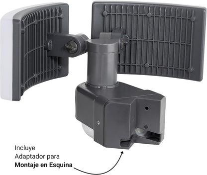 Projector LED Doble Exterior amb Sensor de Moviment 2×20W — Muntatge a Paret o Cantonada