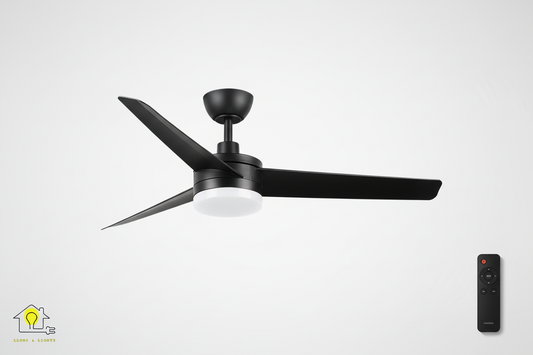 Banner ventilador techo 132cm negro con mando a distancia y logo LLums & Lights