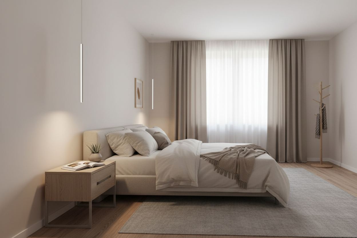 Lámpara Tubular LED en Dormitorio