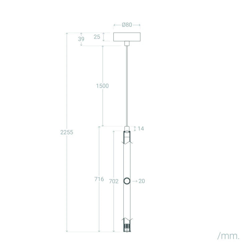 Lámpara Colgante Tubular Mini LED 3w | Blanco, Negro, Dorado