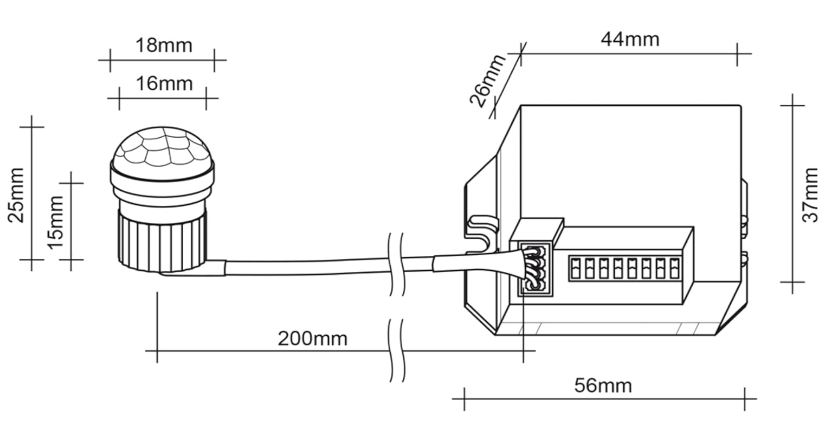 Detector de movimiento volumétrico, sensor de presencia por infrarrojos (sensor PIR) para ser empotrado en falso techo o pared. Ideal para iluminar de forma automática una habitación pequeña, pasillos, almacenes, etc.
Se puede ajustar el tiempo de funcionamiento y regular la sensibilidad lumínica (para función noche/día)
Ángulo de detección: 360º
Distancia de detección máxima: 3m
Tiempo de desconexión seleccionable: 5s, 30s, 1min, 3min, 5min, 8min
Sensibilidad luz seleccionable: 10-2000lux