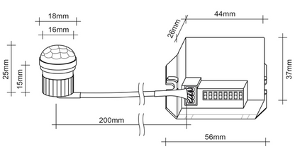 Detector de movimiento volumétrico, sensor de presencia por infrarrojos (sensor PIR) para ser empotrado en falso techo o pared. Ideal para iluminar de forma automática una habitación pequeña, pasillos, almacenes, etc.
Se puede ajustar el tiempo de funcionamiento y regular la sensibilidad lumínica (para función noche/día)
Ángulo de detección: 360º
Distancia de detección máxima: 3m
Tiempo de desconexión seleccionable: 5s, 30s, 1min, 3min, 5min, 8min
Sensibilidad luz seleccionable: 10-2000lux