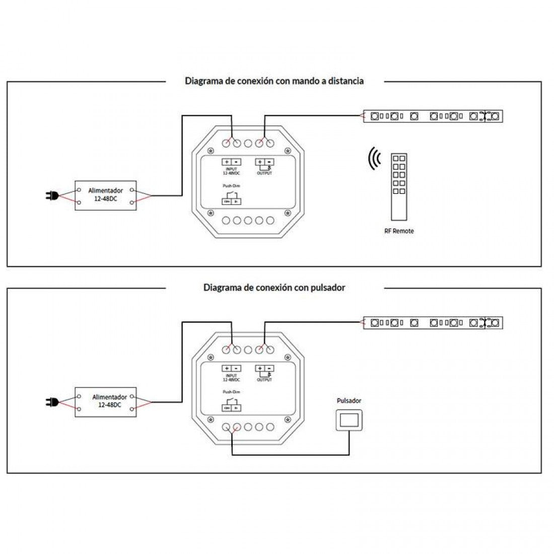 Regulador pastilla monocolor multitensió 12v a 48v per polsador
