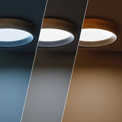 Plafón LED 30w Circular Madera Ø570 mm CCT seleccionable, destaca porque puede cambiar su temperatura de color mediante un selector que está situado en el interior. Materiales muy resistentes como el Metal y Madera. Este tipo de materiales facilitan la disipación del calor que se genera, mejorando el rendimiento de la luminaria.