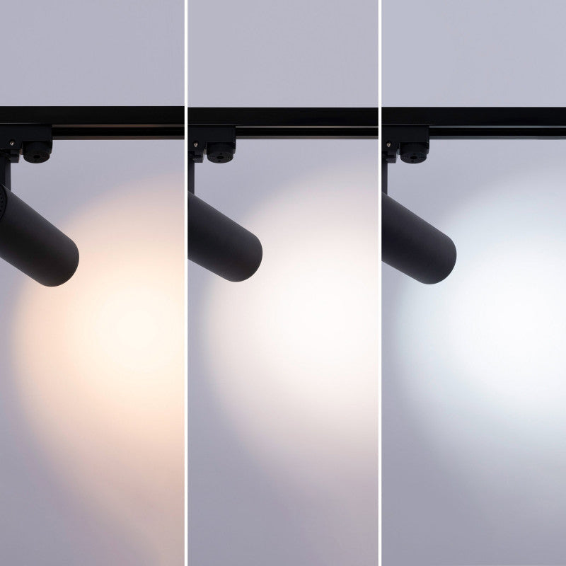 Proyector de carril LED de 10w de alta calidad que destaca por su diseño compacto y su sistema de driver incorporado. Sistema CCT que permite ajustar la temperatura del color en tres tonos luz cálida (3000K), luz neutra (4000K) o luz fría (6500K), mediante un switch incorporado. Es totalmente orientable con un ángulo de luz de 38º,  es ideal para iluminar tiendas, restaurantes y comercios ... etc.