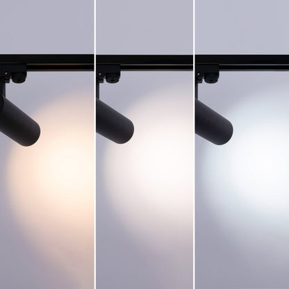 Proyector de carril LED de 10w de alta calidad que destaca por su diseño compacto y su sistema de driver incorporado. Sistema CCT que permite ajustar la temperatura del color en tres tonos luz cálida (3000K), luz neutra (4000K) o luz fría (6500K), mediante un switch incorporado. Es totalmente orientable con un ángulo de luz de 38º,  es ideal para iluminar tiendas, restaurantes y comercios ... etc.