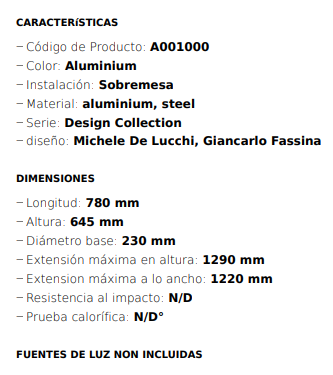 Tolomeo es solo una de las muchas lámparas Tolomeo , centradas en la funcionalidad, la flexibilidad y la calidad. El aspecto industrial se lanzó por primera vez en 1987 como la primera lámpara de mesa de la serie, donde los diseñadores se inspiraron en la popular lámpara arquitectónica. La lámpara ha ganado innumerables premios desde su introducción y hoy en día es una lámpara extremadamente popular en todo el mundo, tanto en diversos hogares como en la oficina.